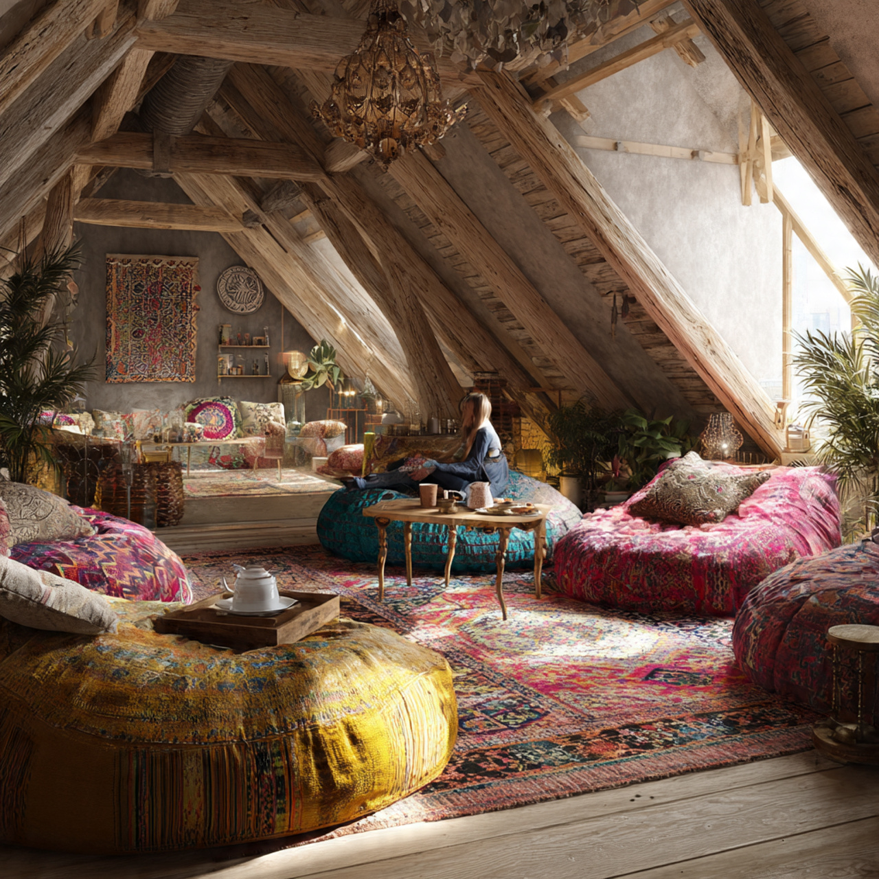25 Attic Bedroom Ideas: Transform Your Loft Into a Cozy, Stylish Retreat 7 attic bedroom styled as a bohemian lounge