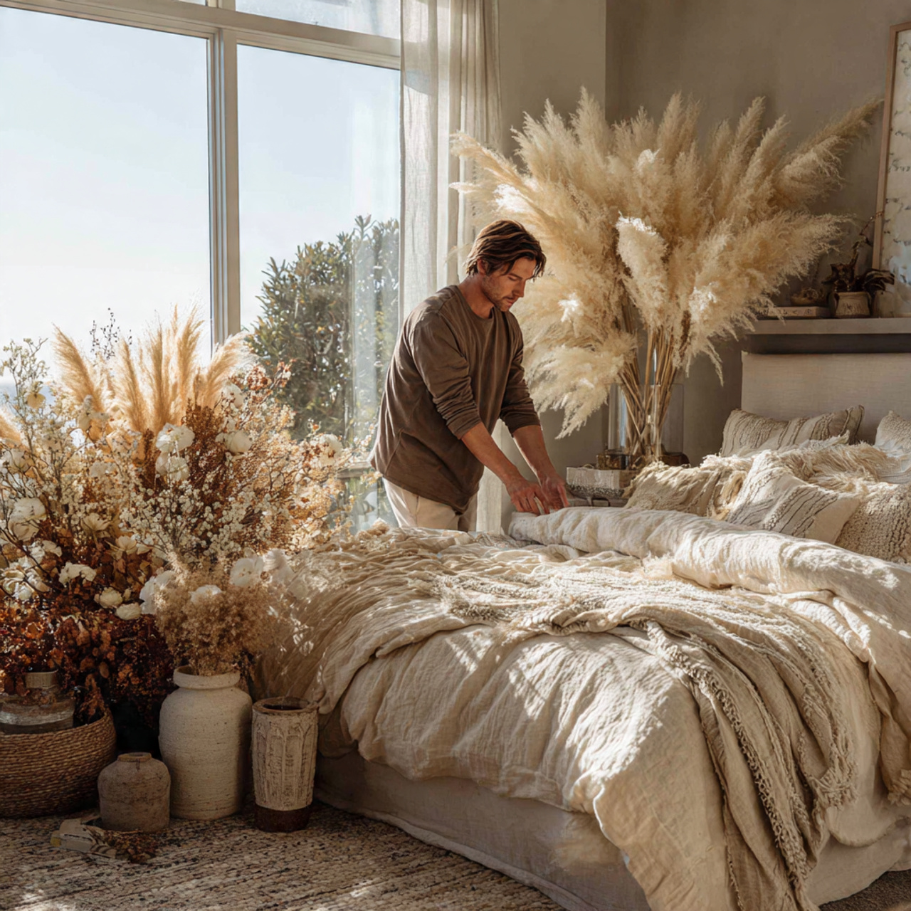 25 Boho Bedroom Ideas: Transform Your Space with Style & Charm 19 boho bedroom ideas with a dried pampas