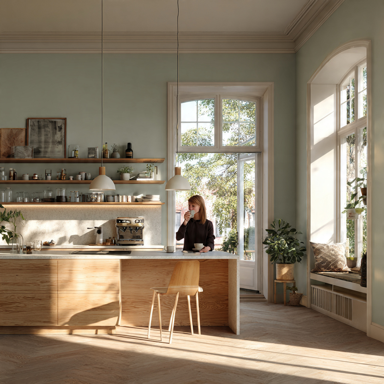 25 Sage Green Kitchen Ideas – Transform Your Space with Calm & Stylish Vibes 11 bright kitchen with soft sage walls and