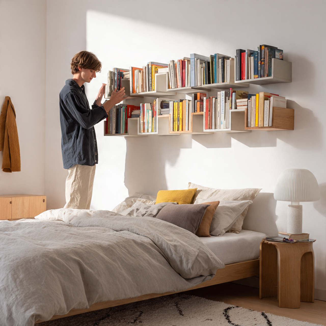 25 Easy & Chic DIY Wall Decor for Bedroom Ideas You’ll Love to Try 19 contemporary bedroom showcasing diy wall decor for 1