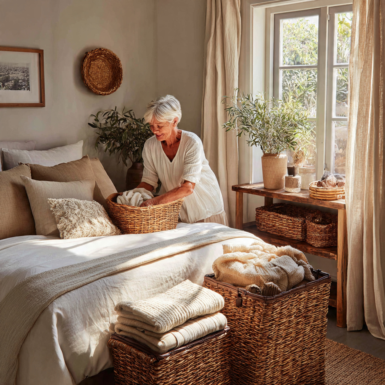 25 Cottage Bedroom Ideas to Create a Beautifully Cozy Sanctuary 8 cottage bedroom ideas using woven wicker storage