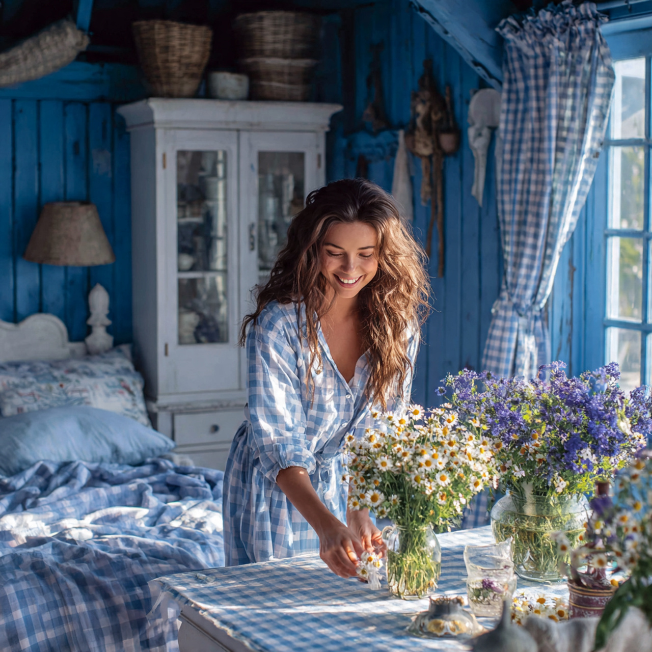 25 Elegant Blue Bedroom Ideas That Elevate Any Room 13 country cottage bedroom painted in cheerful cornflower