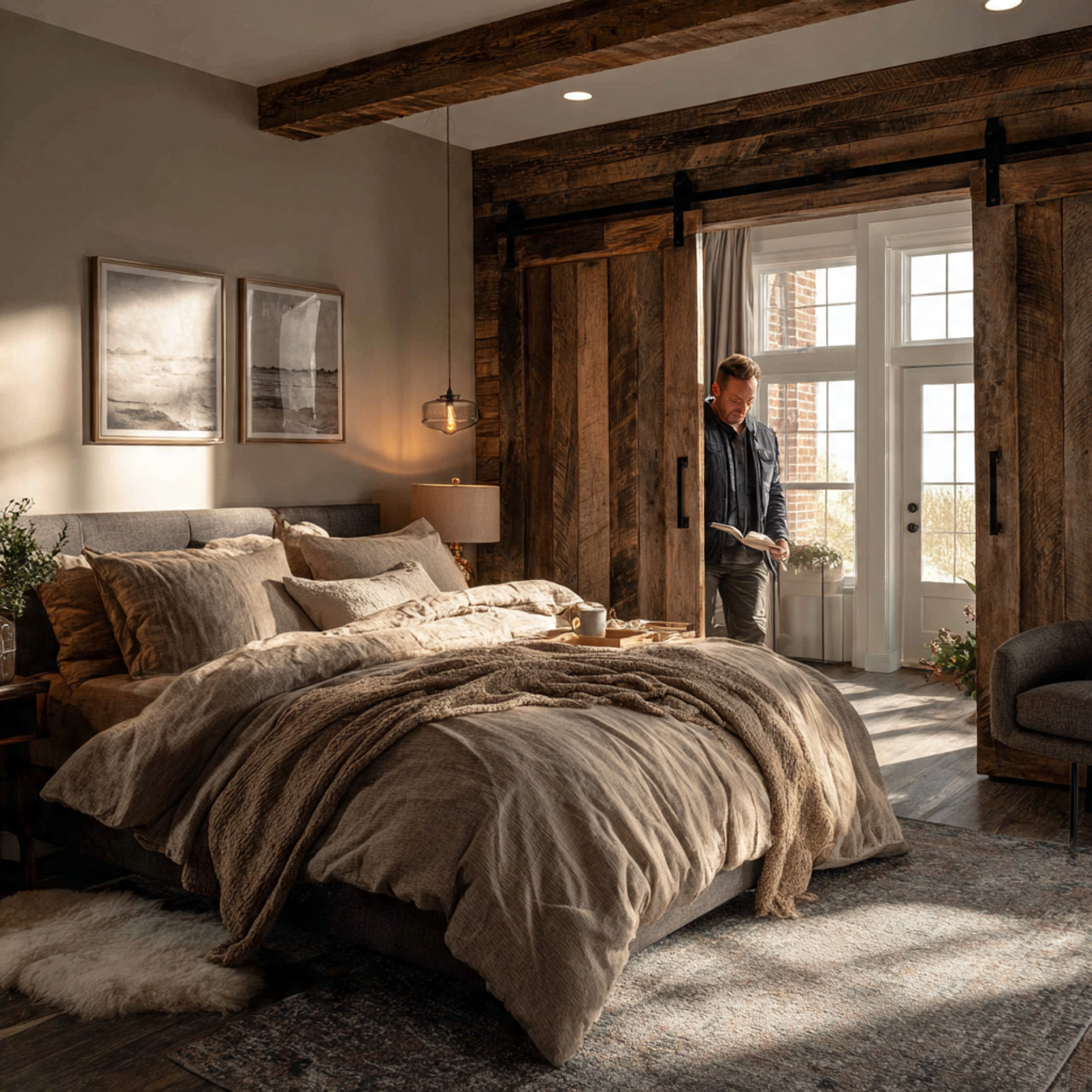25 Chic & Inspiring Bedroom Wall Decor Above Bed Ideas You’ll Love 23 cozy rustic bedroom featuring a sliding barn