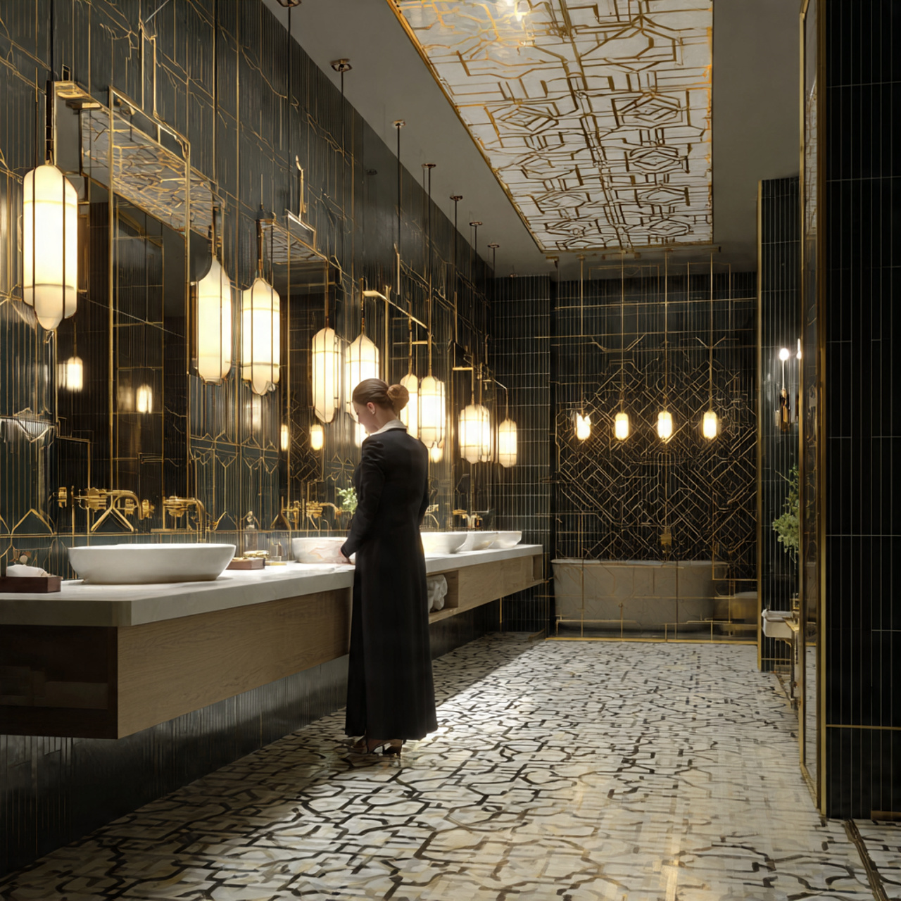 25 Luxury Bathroom Lighting Ideas That Inspire & Impress 18 elegant bathroom with art deco inspired lighting fixtures 1