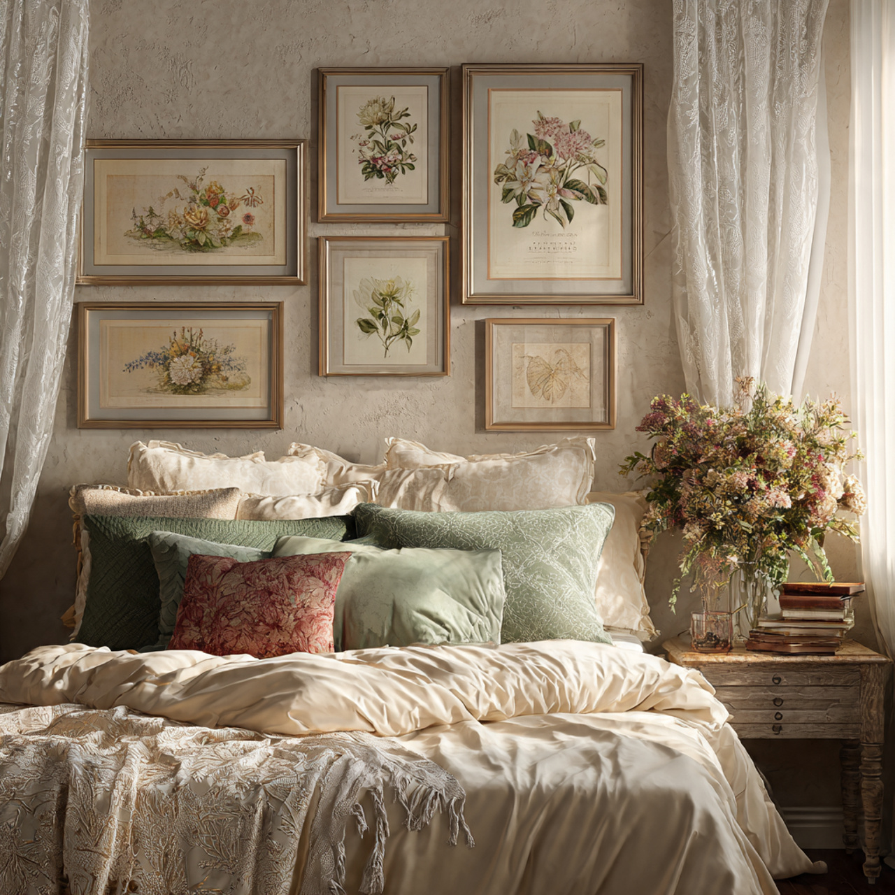 25 Chic & Inspiring Bedroom Wall Decor Above Bed Ideas You’ll Love 6 elegant bedroom featuring a series of vintage