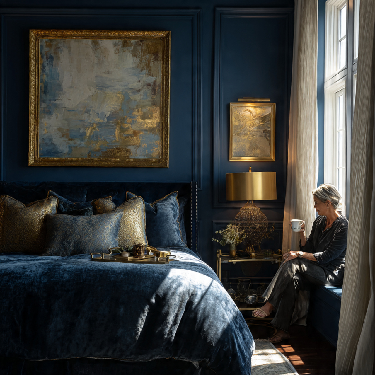 25 Elegant Blue Bedroom Ideas That Elevate Any Room 9 elegant bedroom with deep sapphire blue walls