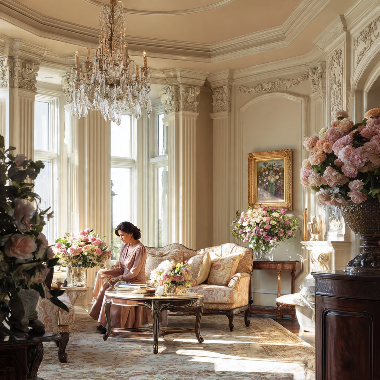 elegant formal living room featuring pop design