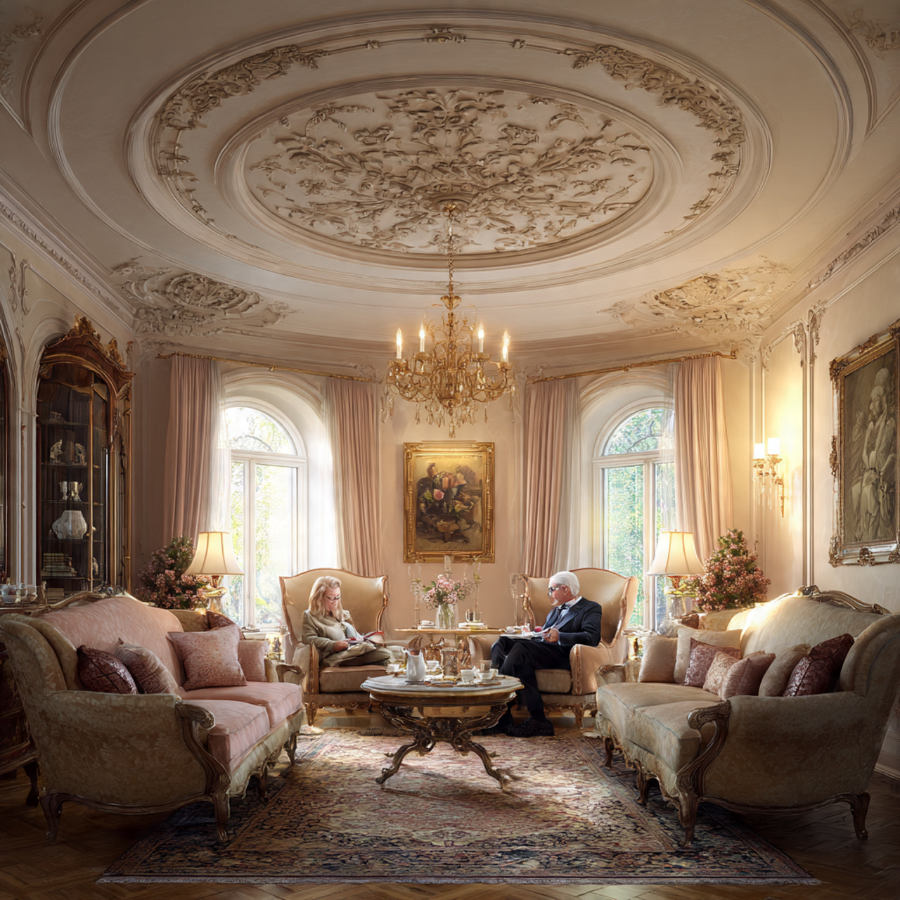 elegant formal sitting room featuring pop design