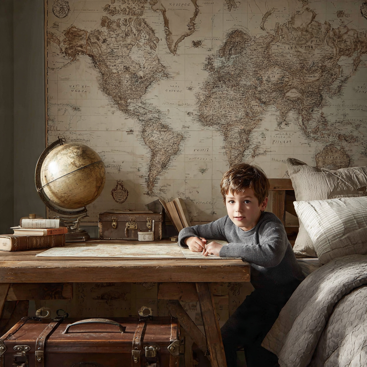 high resolution realistic interior of boys bedroom decor 1