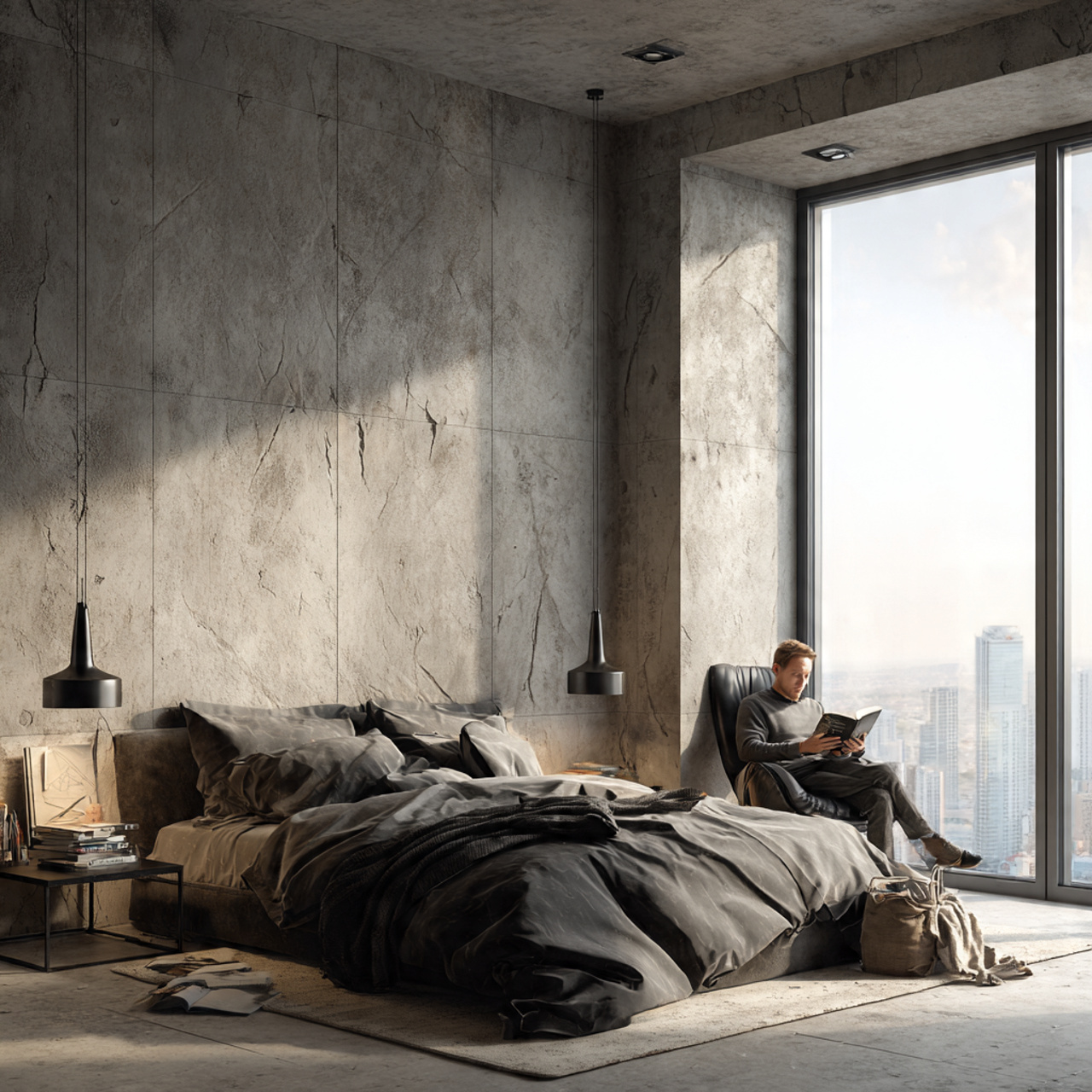 25 Minimalist Bedroom Ideas That Create Calm, Luxury & Timeless Style 4 industrial minimalist bedroom with a polished concrete