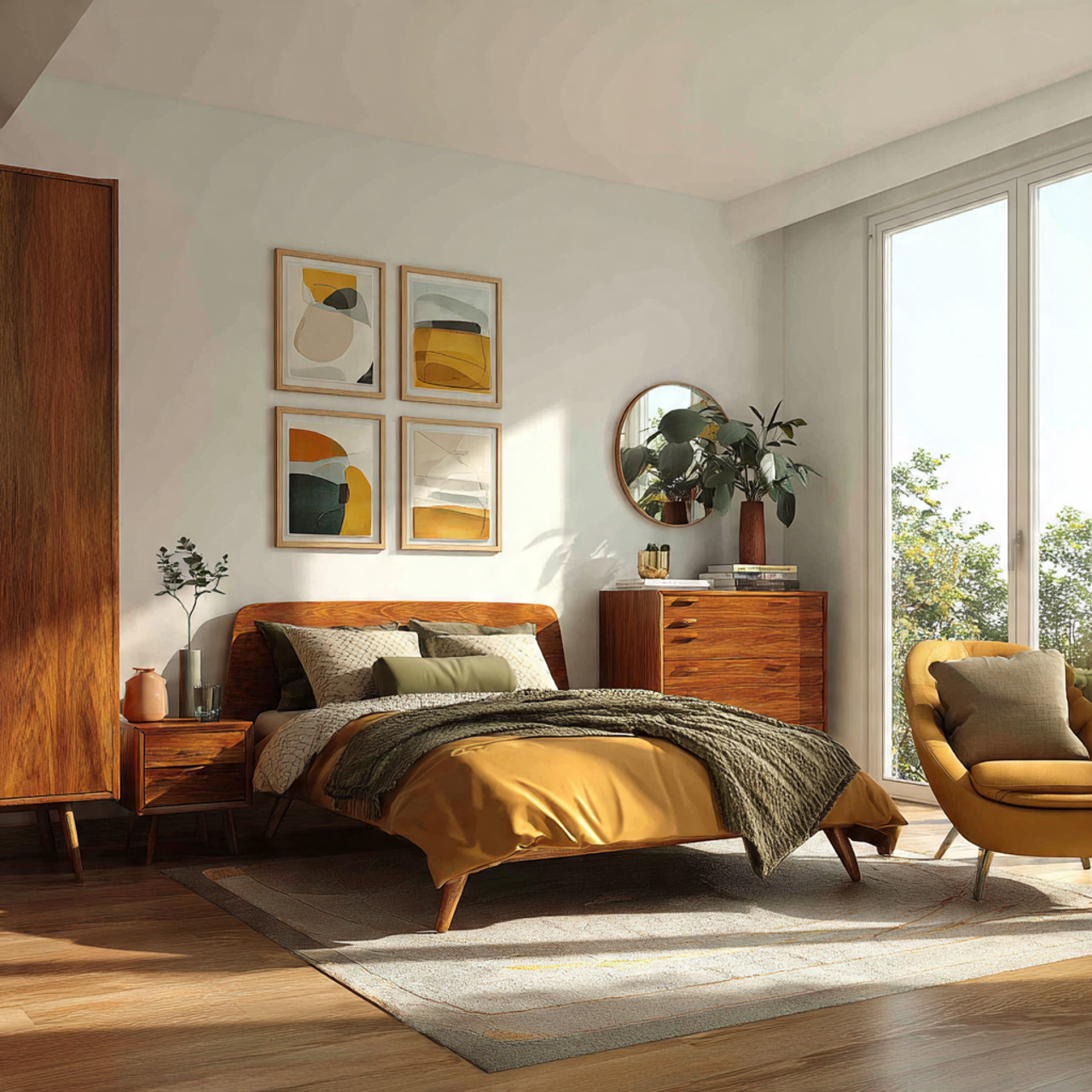 mid century modern bedroom ideas decor warm teak