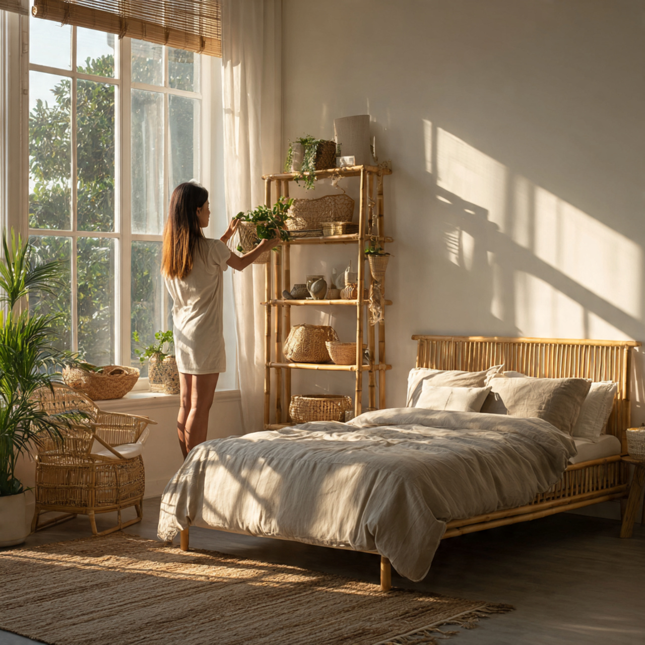 25 Minimalist Bedroom Ideas That Create Calm, Luxury & Timeless Style 12 minimalist bedroom featuring bamboo bed frame chair