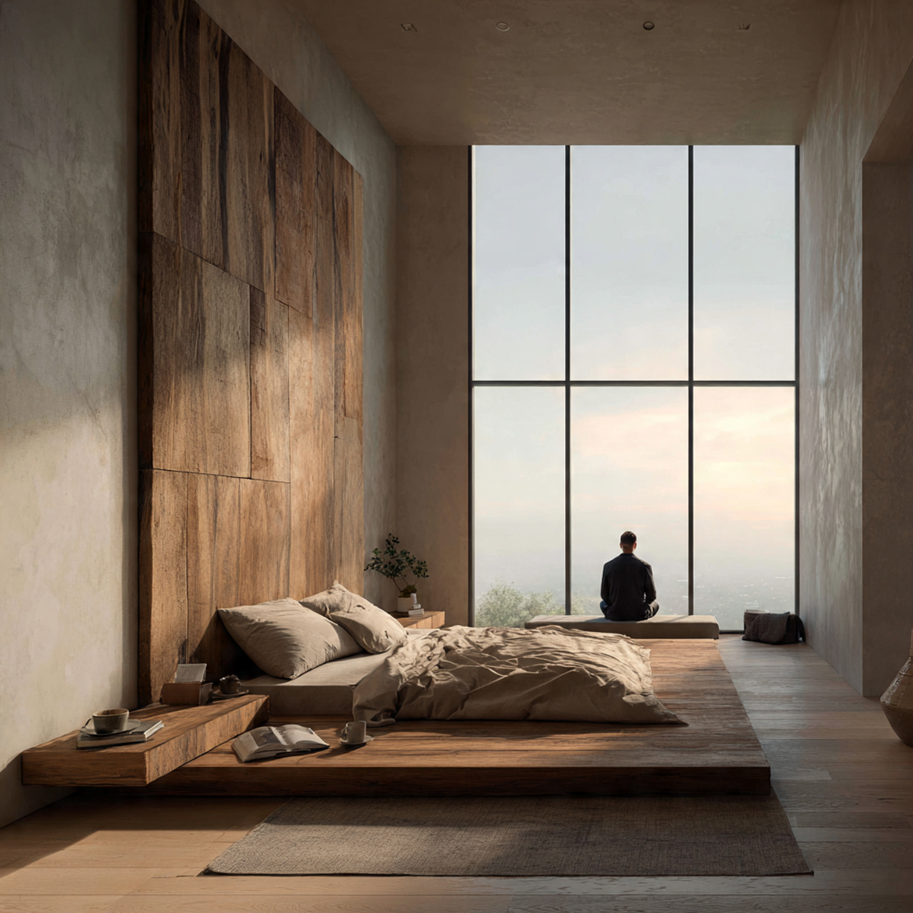 25 Minimalist Bedroom Ideas That Create Calm, Luxury & Timeless Style 2 minimalist bedroom with a low profile wooden platform