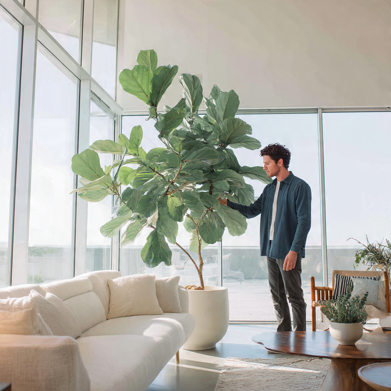 minimalist living room featuring one or two