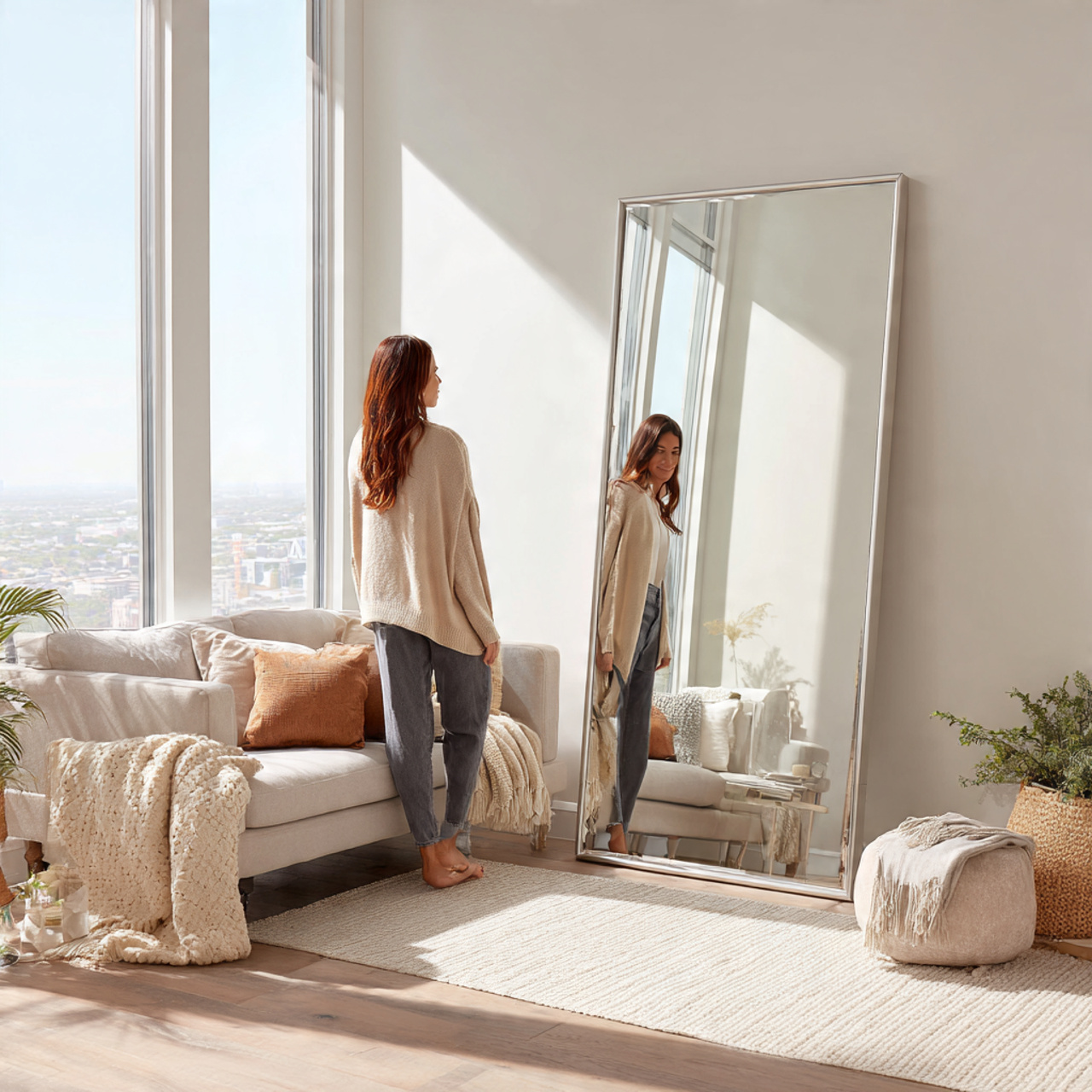 minimalist living room with a large simple