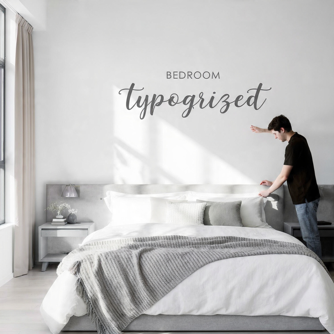 25 Chic & Inspiring Bedroom Wall Decor Above Bed Ideas You’ll Love 25 modern bedroom featuring a personalized oversized typography