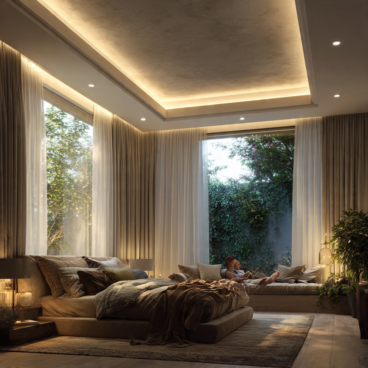 modern bedroom with pop design ideas using