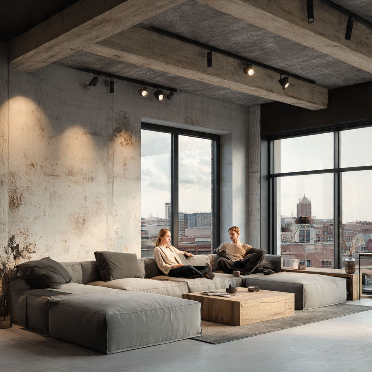 modern loft style living room showcasing pop design