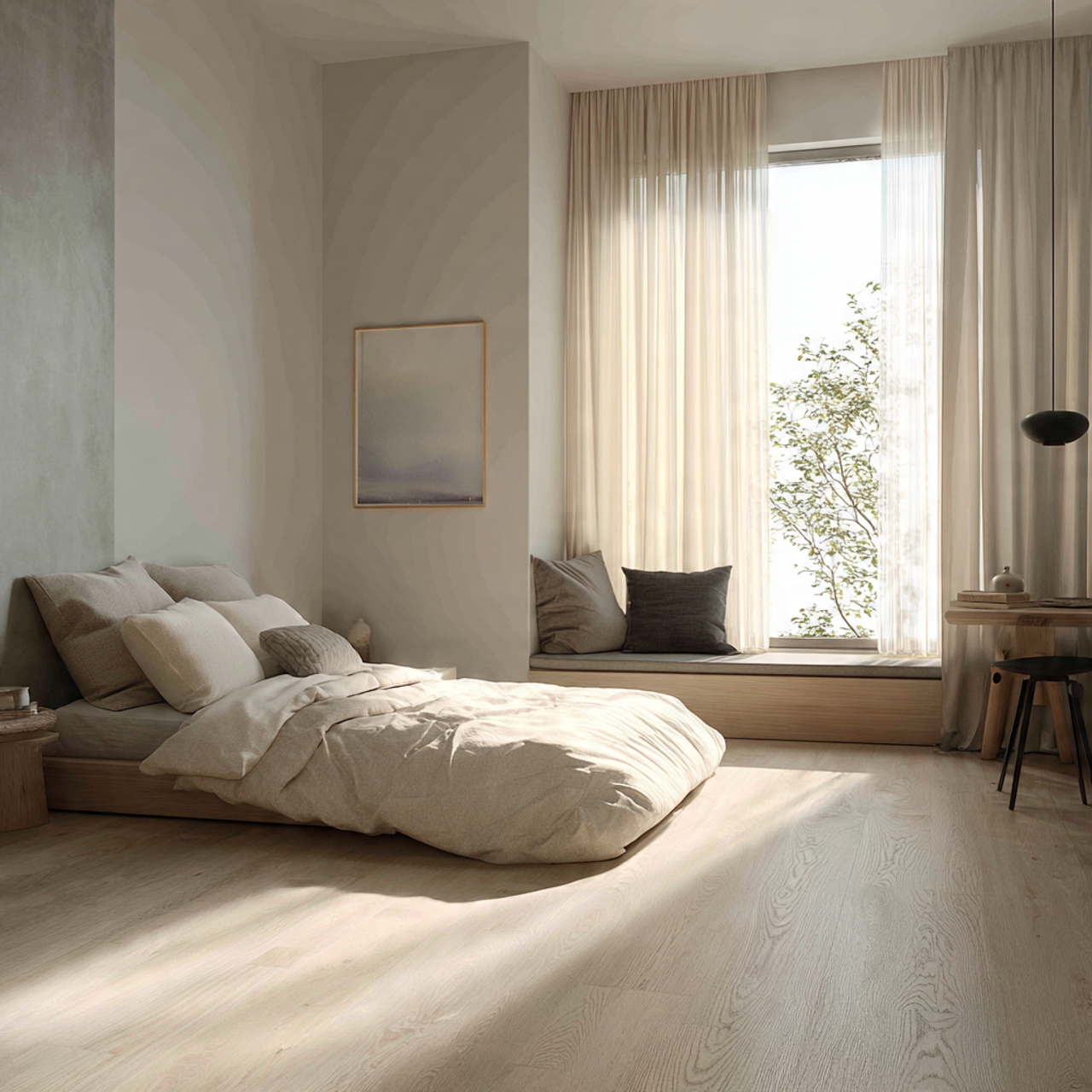 25 Stunning Neutral Bedroom Decor Ideas for Calm & Luxurious Living 21 neutral bedroom with pale ash wood floors