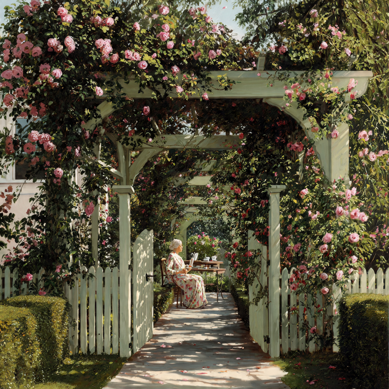 pergola ideas featuring a traditional english rose