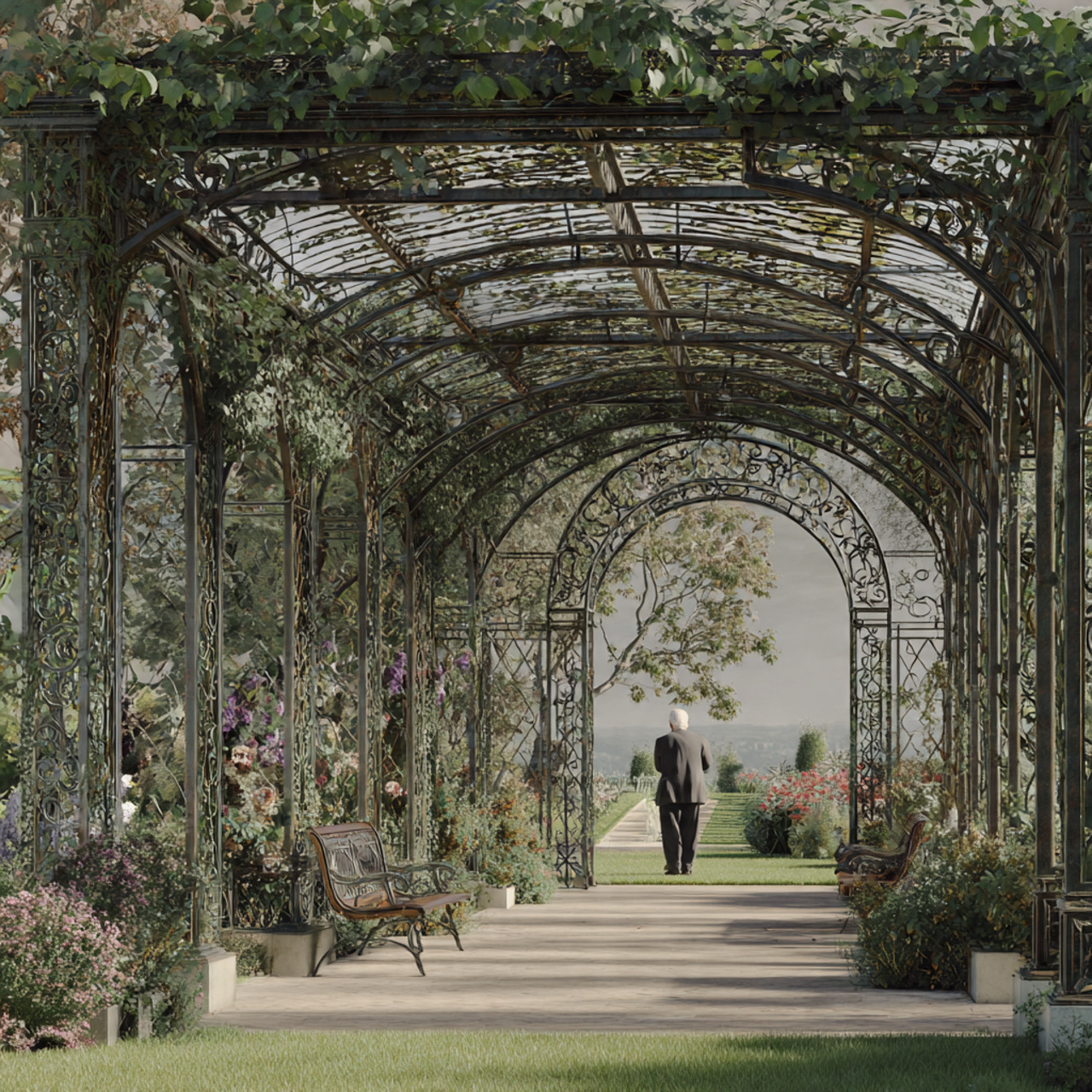 pergola ideas showing a victorian wrought iron