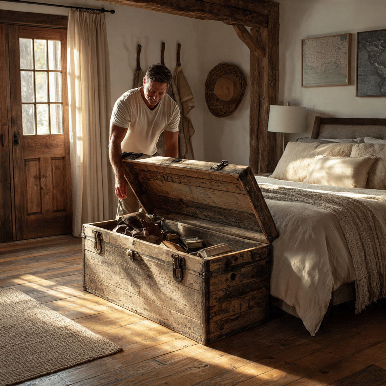 25 Farmhouse Bedroom Decor Ideas for a Cozy, Timeless & Beautiful Retreat 22 photorealistic bedroom scene showcasing farmhouse bedroom decor 4