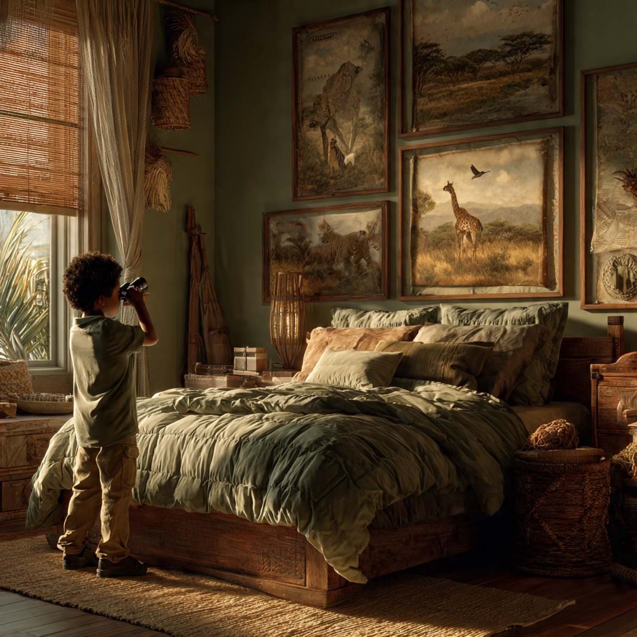 photorealistic boys bedroom decor ideas safari wildlife