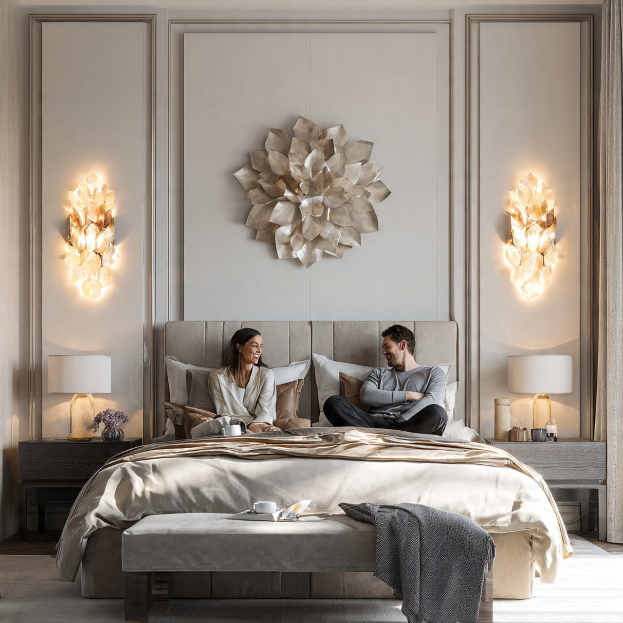 25 Wall Decor Bedroom Ideas to Instantly Elevate Your Space 24 photorealistic elegant bedroom showcasing wall decor bedroom