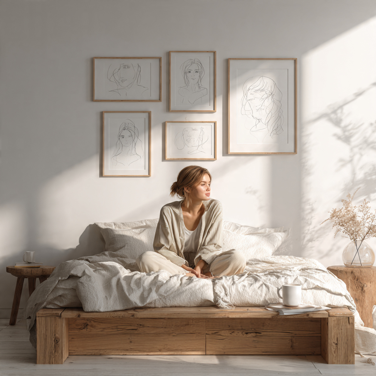 25 Wall Decor Bedroom Ideas to Instantly Elevate Your Space 14 photorealistic minimalist bedroom interior showcasing wall decor