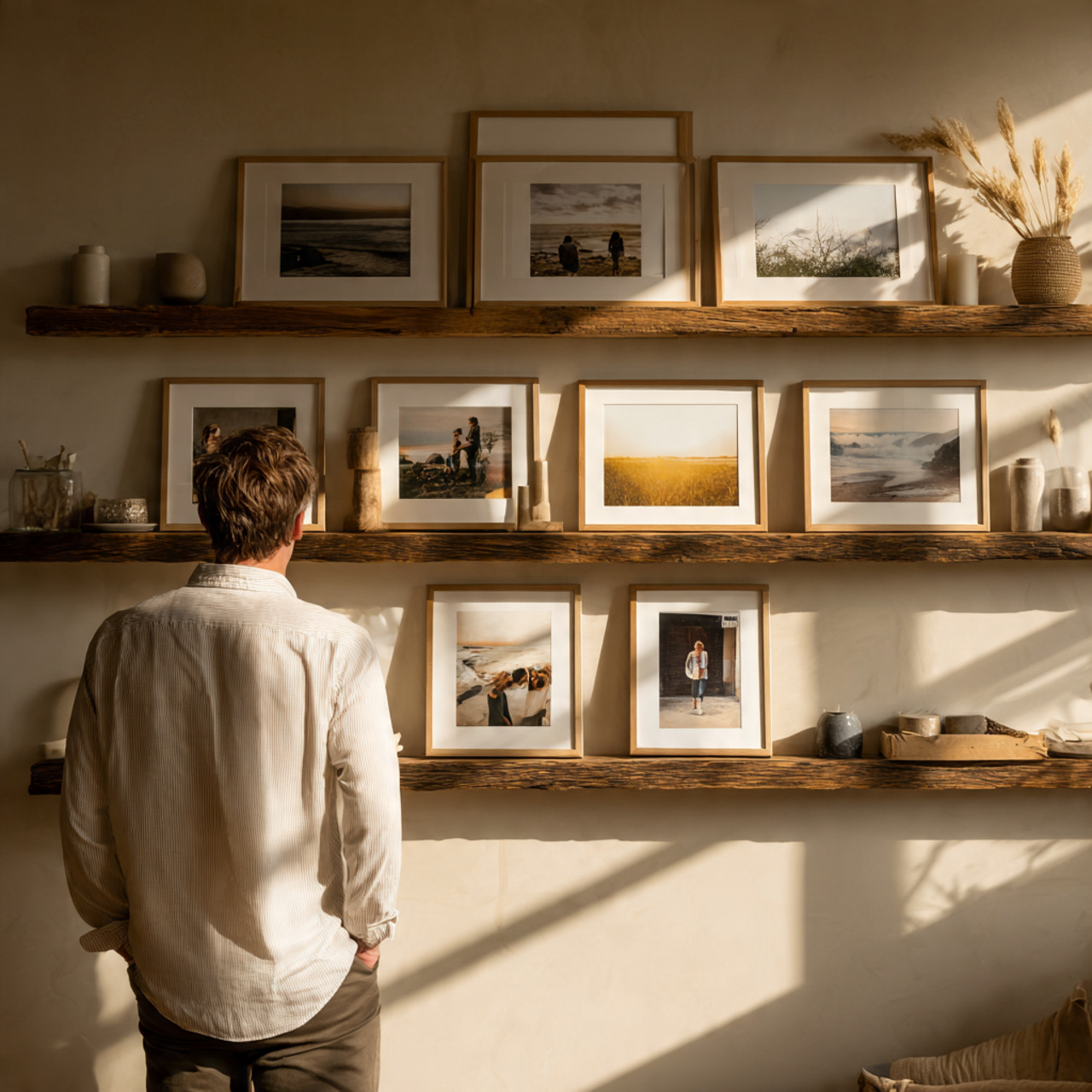 25 Inspiring Bedroom Shelf Decor Ideas for Every Style & Mood 14 realistic bedroom shelf displaying framed personal photographs