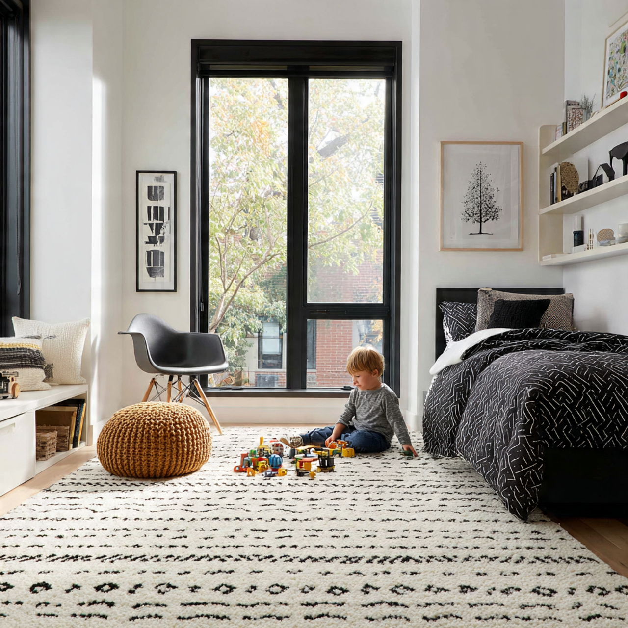 realistic kids room ideas featuring a high contrast