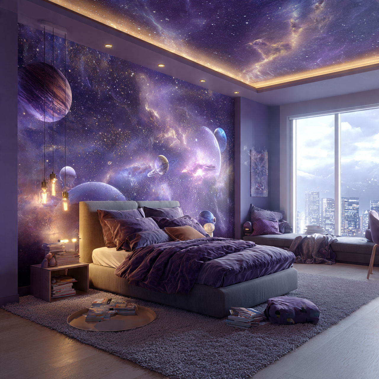 realistic kids room ideas featuring deep purple
