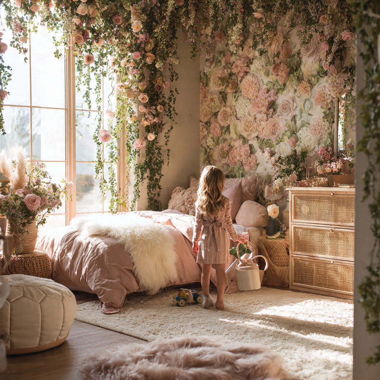 realistic kids room ideas featuring large scale floral