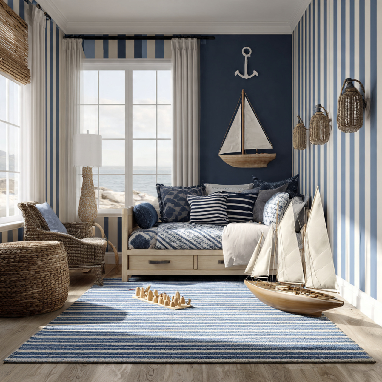 realistic kids room ideas featuring navy and