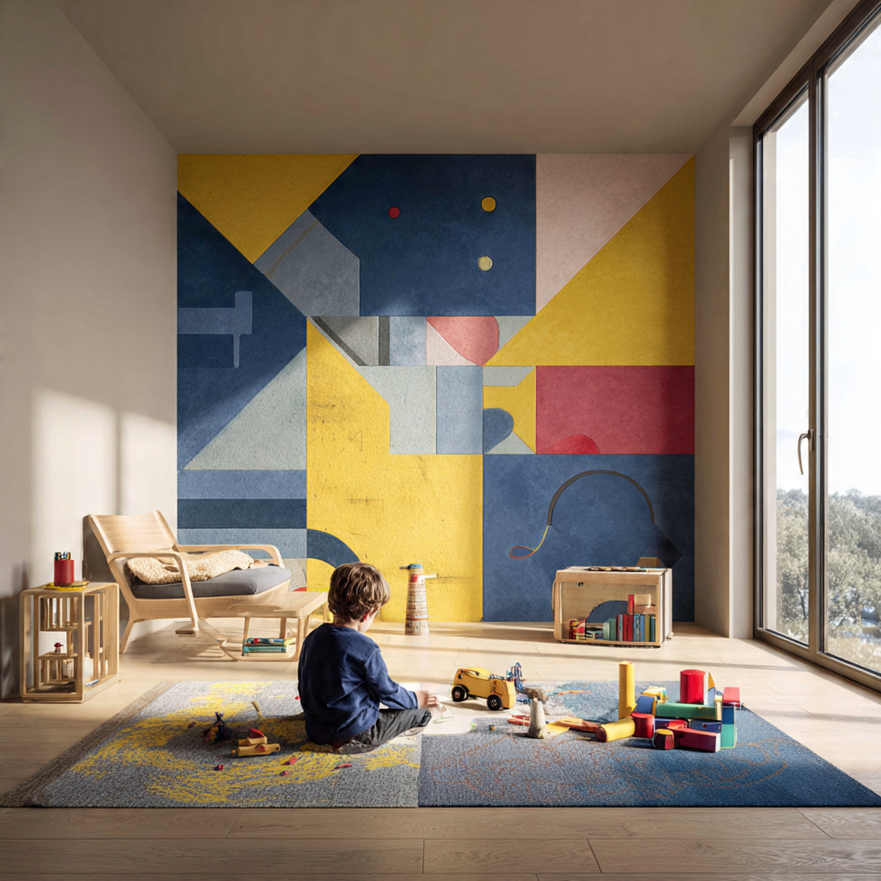 realistic kids room ideas with bold geometric