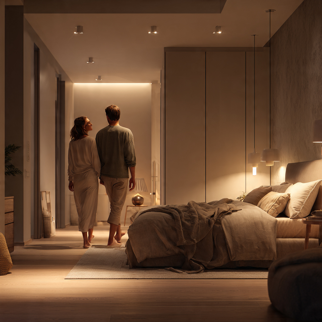 25 Bedroom Ideas for Couples: Luxury, Comfort & Romantic Style Ideas 4 romantic bedroom with dimmable ceiling lights bedside