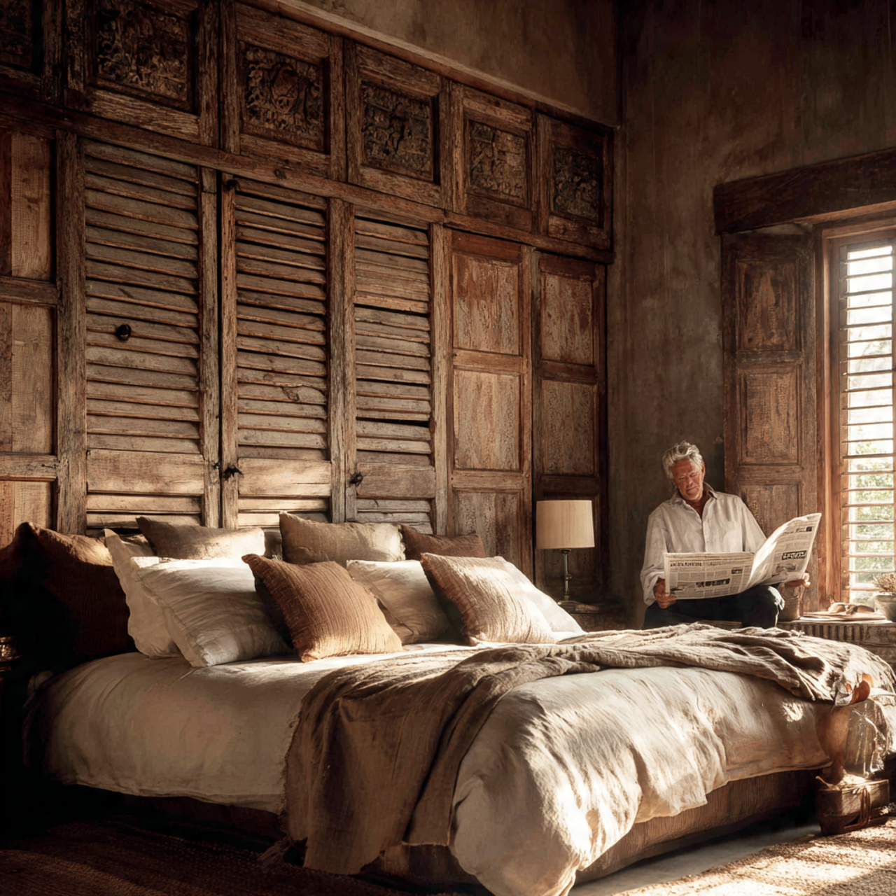 25 Chic & Inspiring Bedroom Wall Decor Above Bed Ideas You’ll Love 4 rustic bedroom with antique ornate reclaimed wood