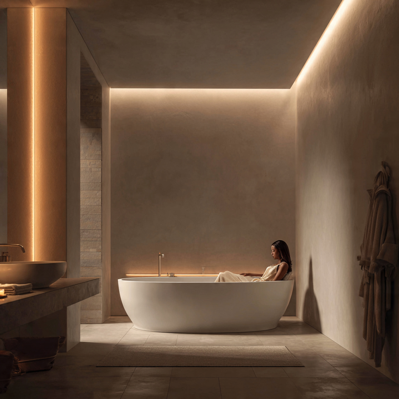 25 Luxury Bathroom Lighting Ideas That Inspire & Impress 24 serene bathroom with hidden cove lighting washing