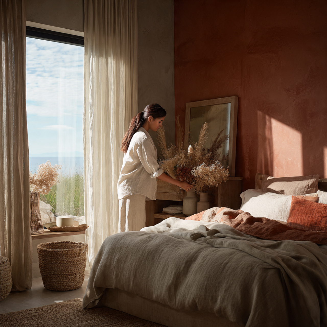 25 Unique Boho Bedroom Decor Ideas to Elevate Your Personal Sanctuary 7 showcasing a bedroom with muted earth tone