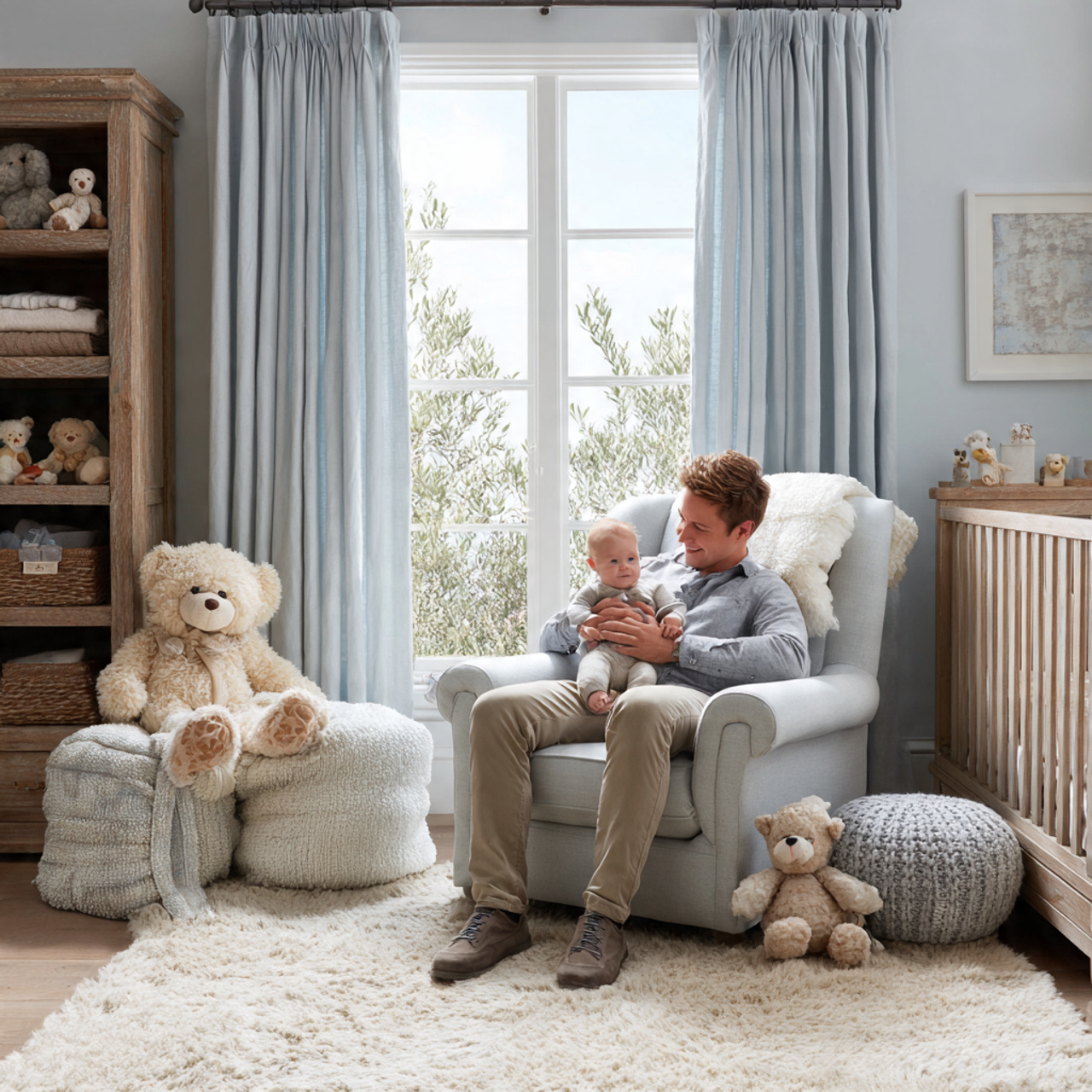 25 Elegant Blue Bedroom Ideas That Elevate Any Room 24 soft baby blue nursery with light gray