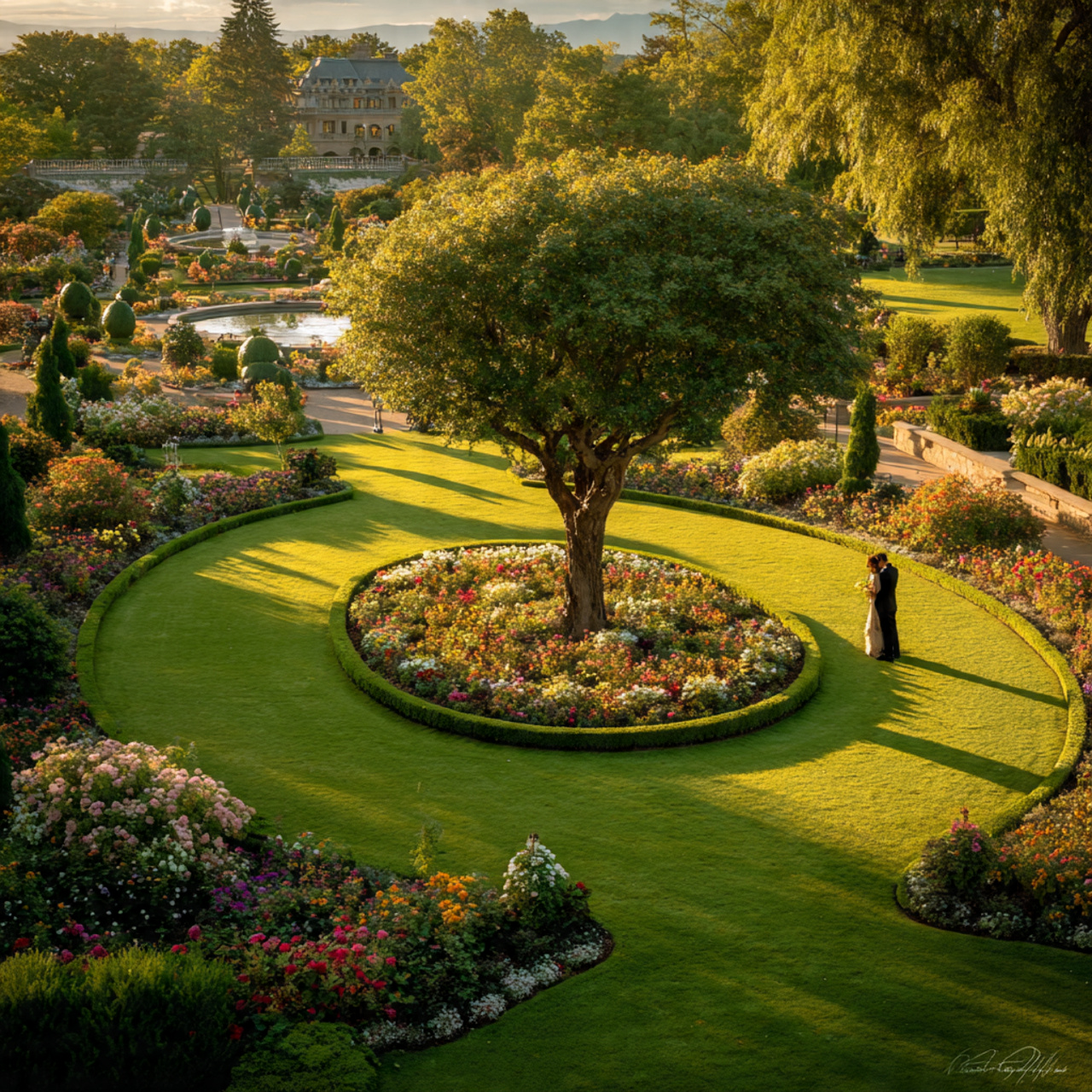 ultra detailed flower bed ideas with circular centerpiece