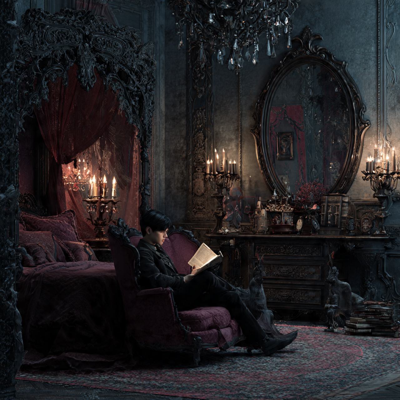 25 Stunning Bedroom Decor Aesthetic Ideas for Every Style & Mood 9 ultra realistic bedroom featuring moody victorian gothic space