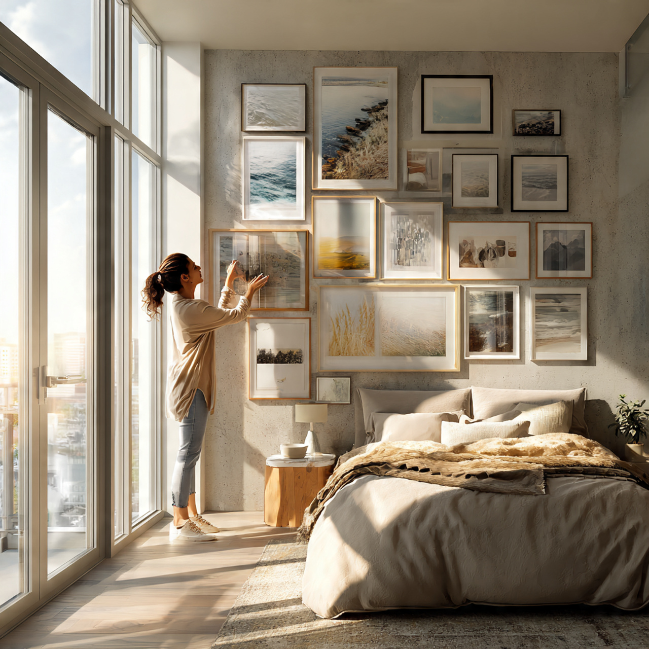ultra realistic bedroom ideas decor featuring a floor to ceiling