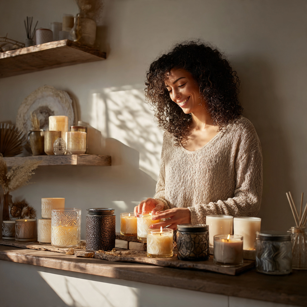 25 Inspiring Bedroom Shelf Decor Ideas for Every Style & Mood 8 ultra realistic bedroom shelf scene with grouped scented