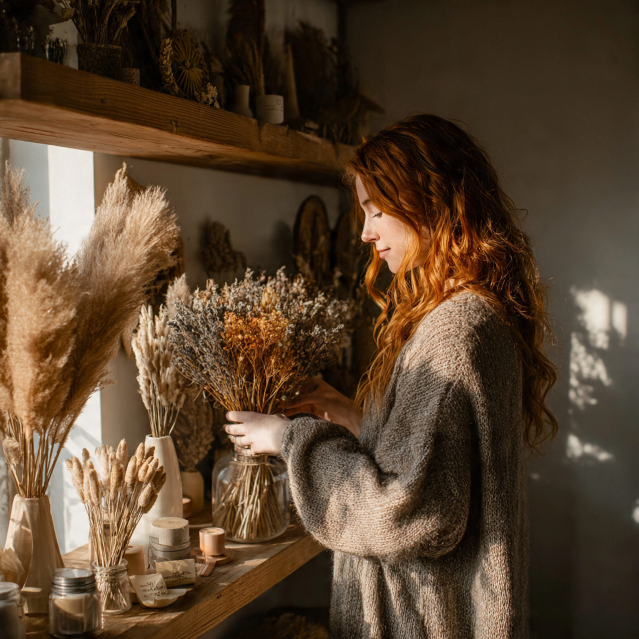 25 Inspiring Bedroom Shelf Decor Ideas for Every Style & Mood 10 ultra realistic bedroom shelf with dried botanical bundles