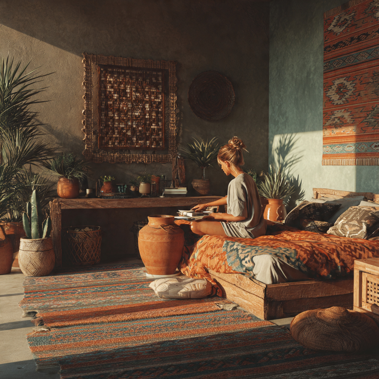 25 Stunning Bedroom Decor Aesthetic Ideas for Every Style & Mood 18 ultra realistic bedroom with desert southwest warmth bedroom