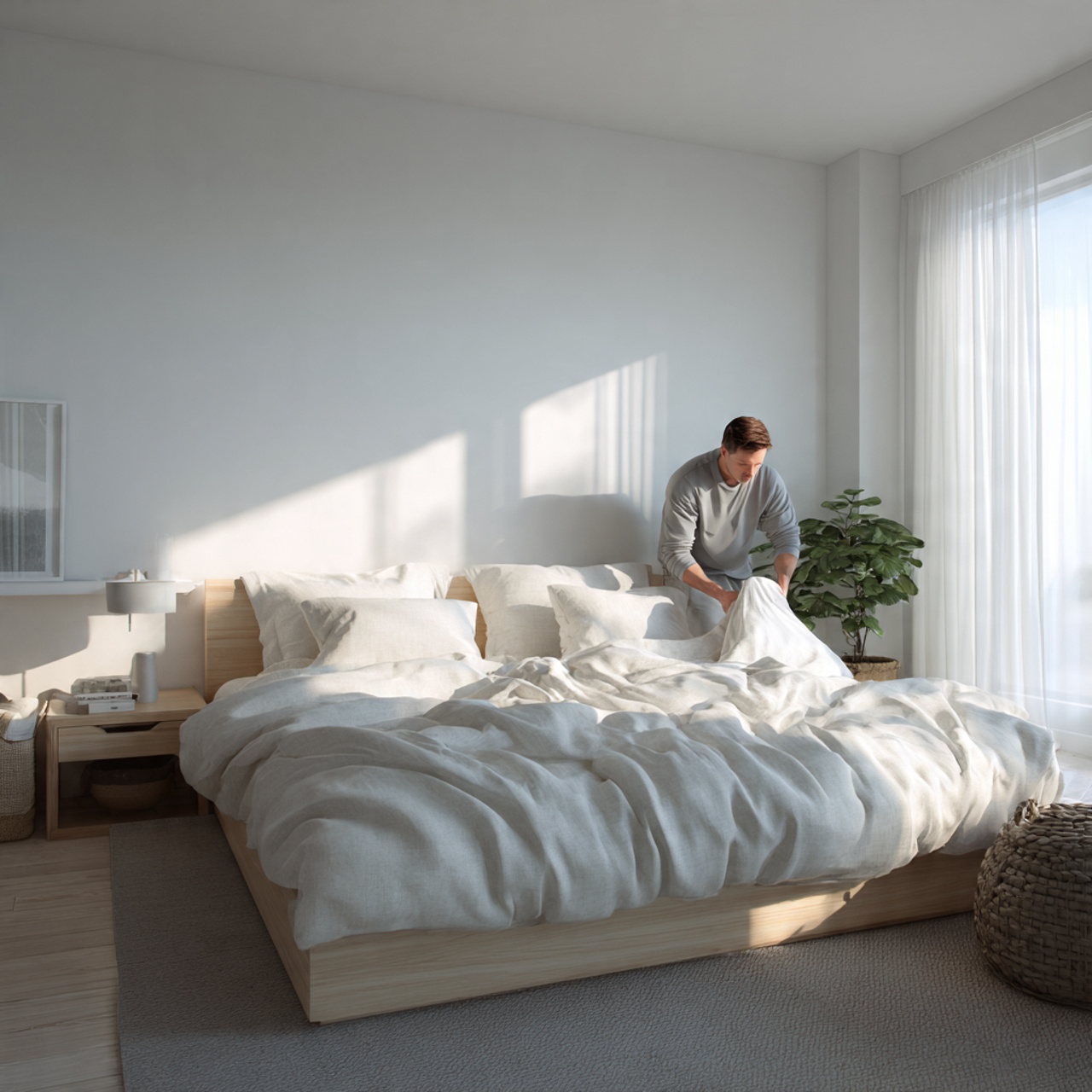 25 Bedroom Decor Ideas for a Beautiful, Calm & Modern Sanctuary 8 ultra realistic bright interior photo of bedroom decor