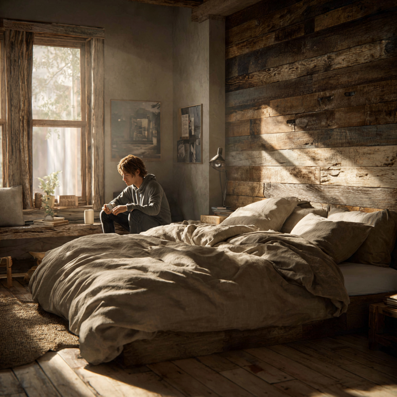 25 Cozy Bedroom Decor Ideas That Make Your Space Stylish & Relaxing 8 ultra realistic cozy bedroom featuring a reclaimed wood