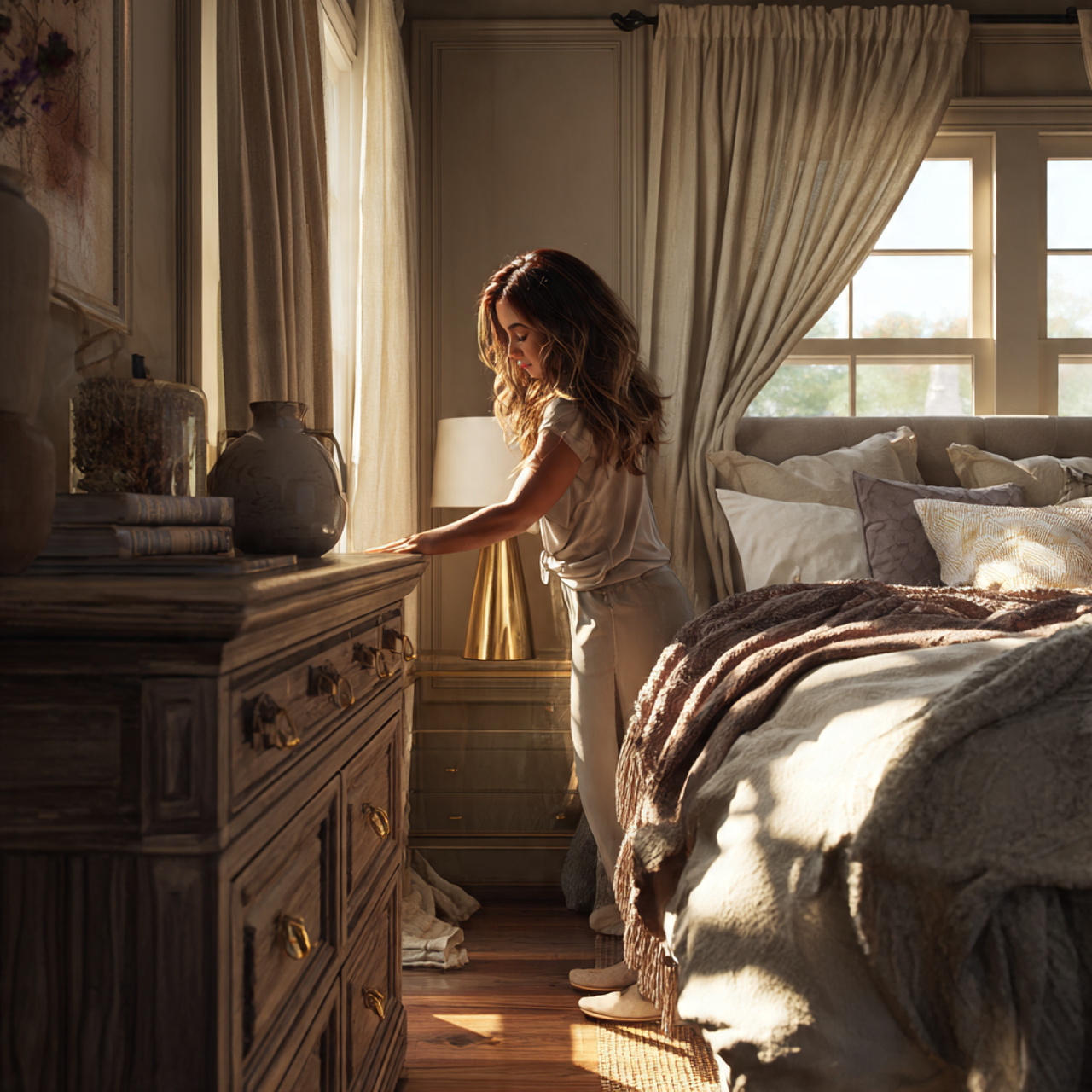 25 Cozy Bedroom Decor Ideas That Make Your Space Stylish & Relaxing 21 ultra realistic cozy bedroom featuring antique brass accents