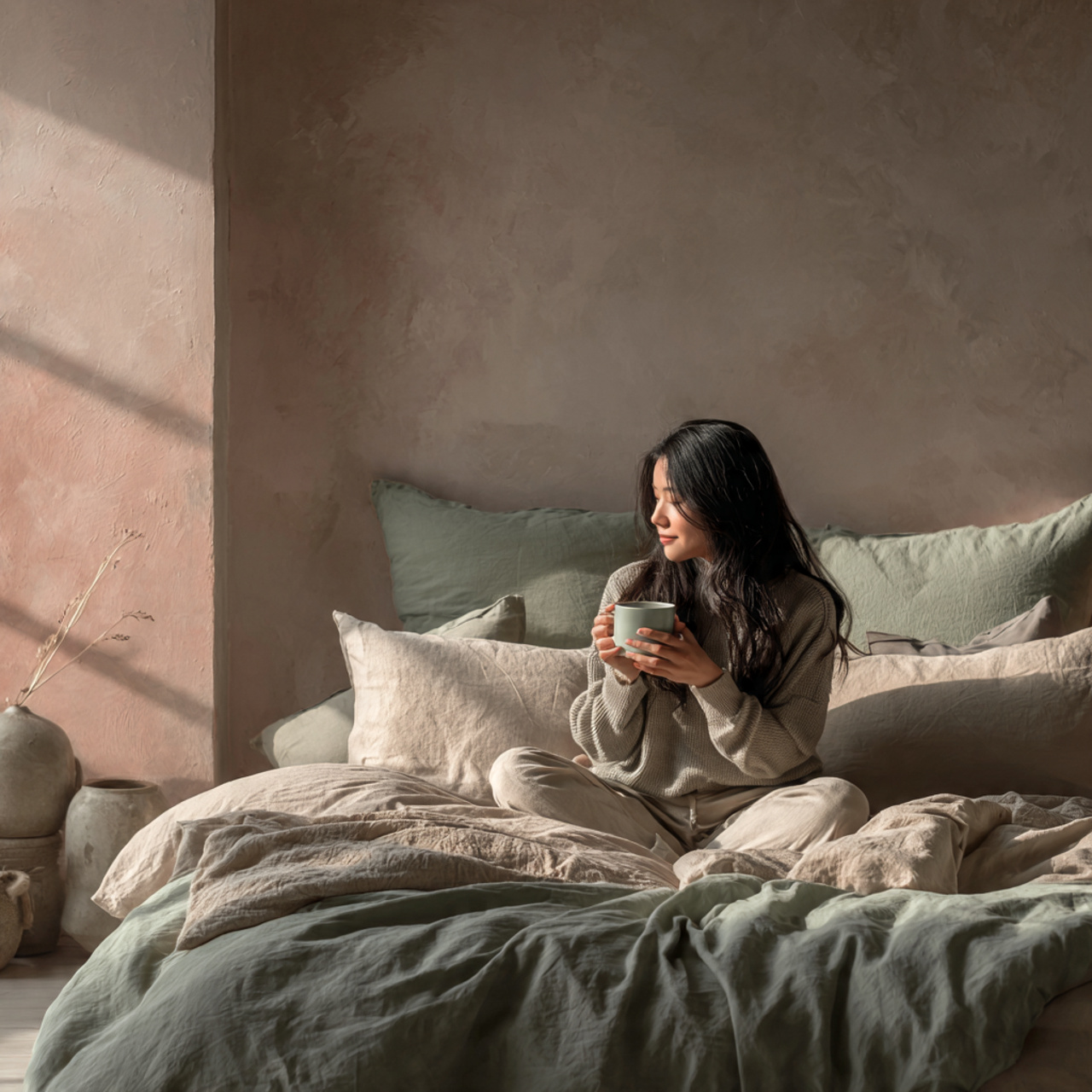 25 Cozy Bedroom Decor Ideas That Make Your Space Stylish & Relaxing 15 ultra realistic cozy bedroom featuring muted pastel walls